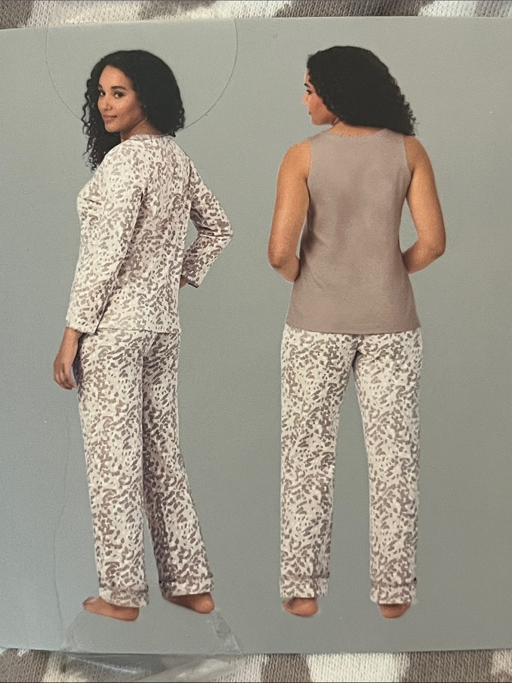 Carole Hochman 3-Piece Cotton Pajama Set - Beige Pattern - Picture 5 of 7